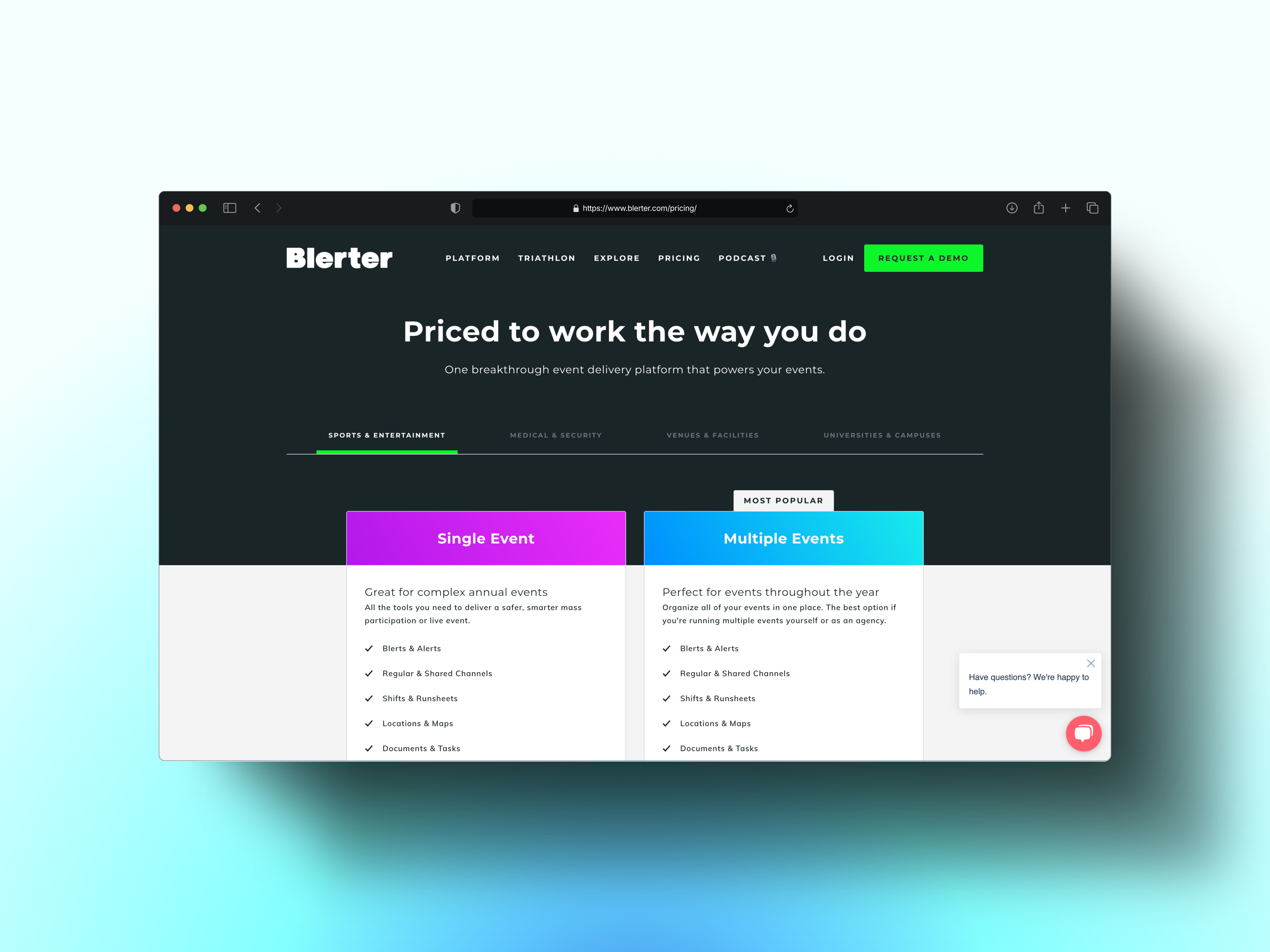 blerter - pricing